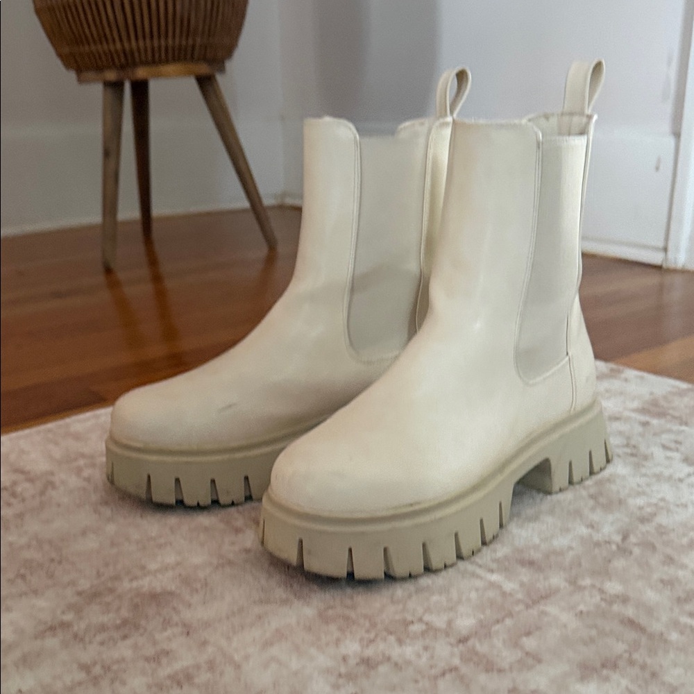 ASOS Cream Chunky Ankle Boots